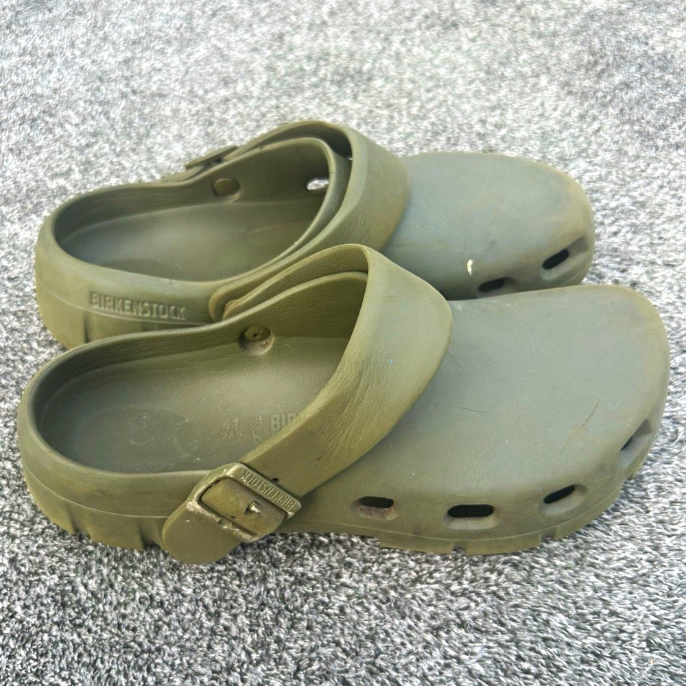Birkenstock Super Birki Clogs EU 41 Olive Green Work Shoes Made Germany Slip On